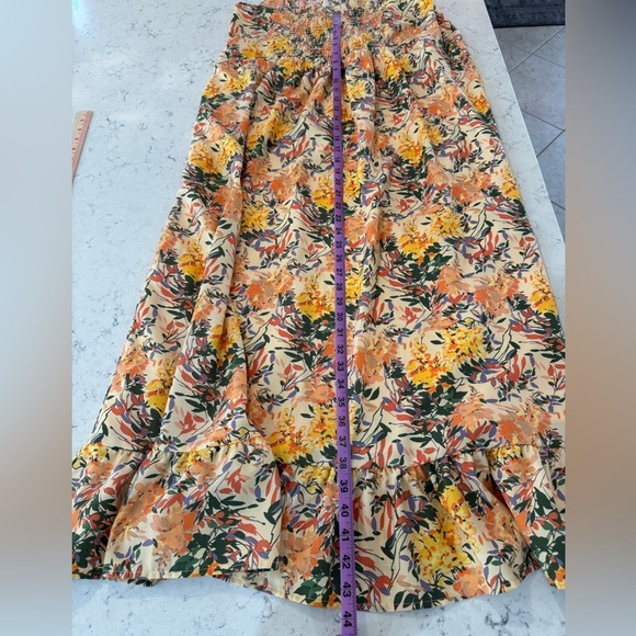 Ophelia Roe Drawstring Waist Smocked back Sundress Flounced Yellow Floral Sz XL - Picture 13 of 13